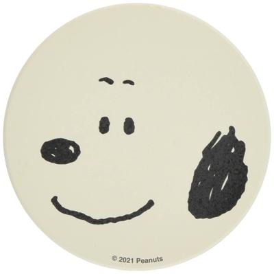Kanesho Toki () [Peanuts] Snoopy Ceramic Water Absorbent Coaster, 9cm Diameter, Close-Up, White, 493519