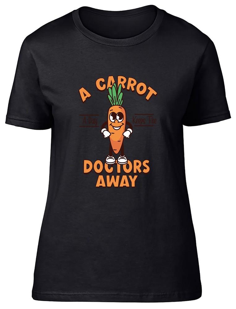 A Carrot a Day Keeps the Doctor Away Funny Womens T-Shirt Ladies Gift Tee M