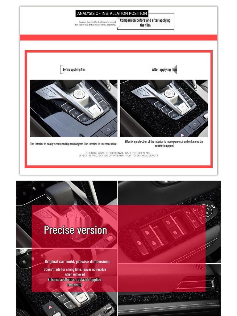 Starry Sky Console Gear Shift Sticker for 19-20 BYD Song PRO - Sparkling Film with Free Replacement