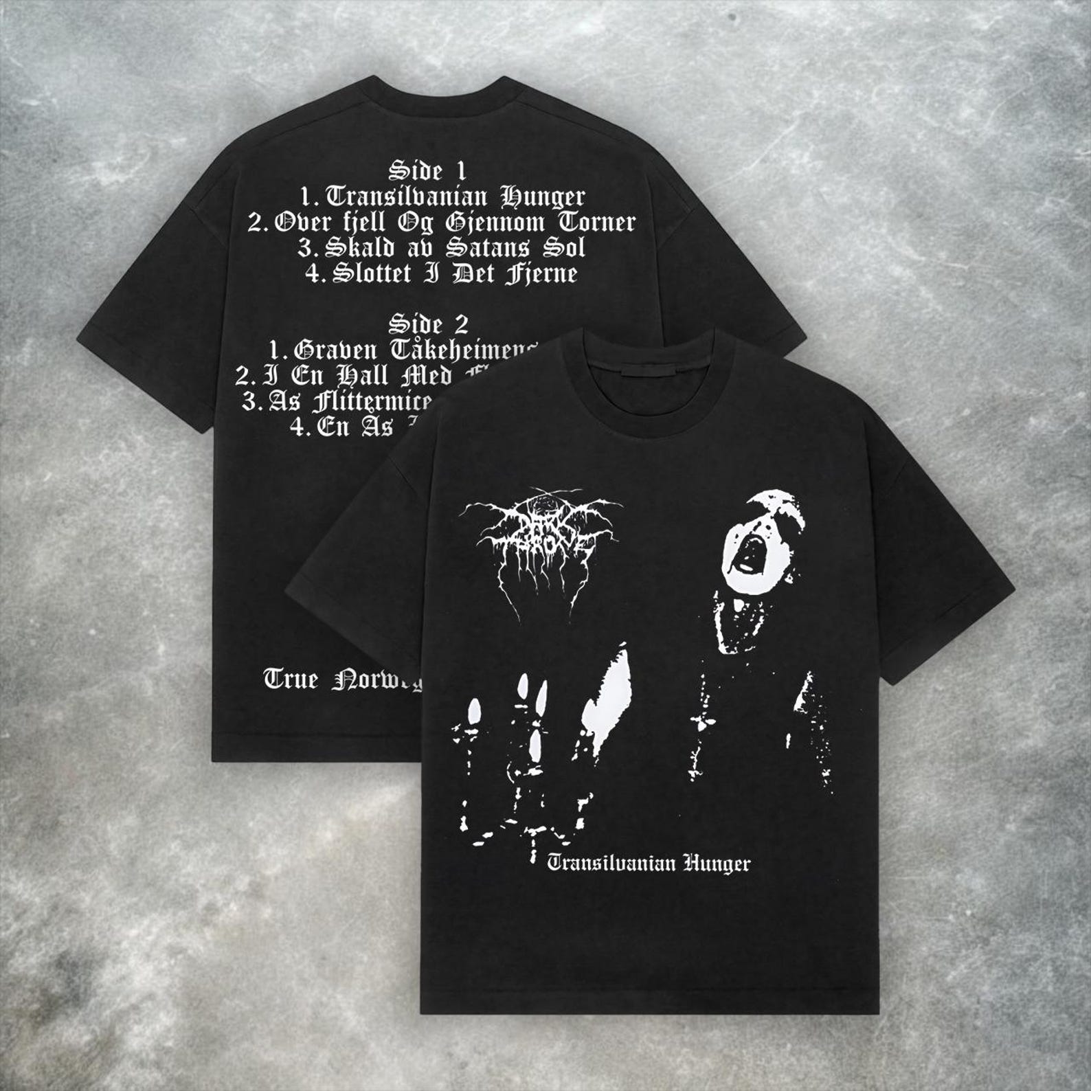 Darkthrone Transylvanian Hunger Tee – Y2K Black Metal Band Oversized Cotton Shirt 3XL