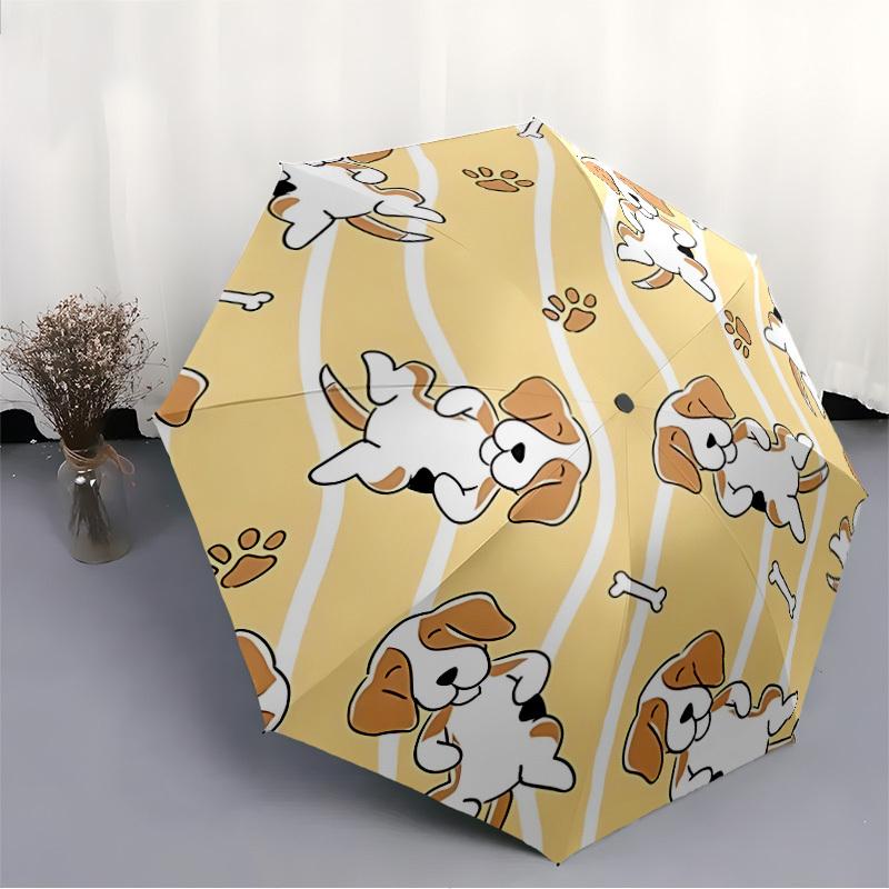 1pc Puppies Bones Fashionable Automatic Opening/Closing Folding Umbrella with 8 Bones, Windproof Portable, Daily Use065