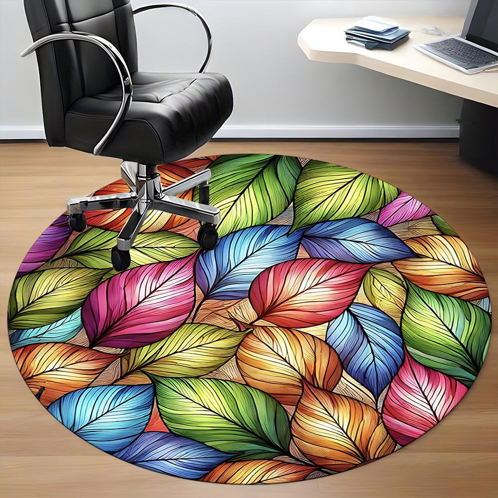 1pc Autumn Leaves Office Round Area Rug, Indoor Mat Suitable ForOffice, Under Office Chairs Bedroom Living Room Home Decor, Room Decot114