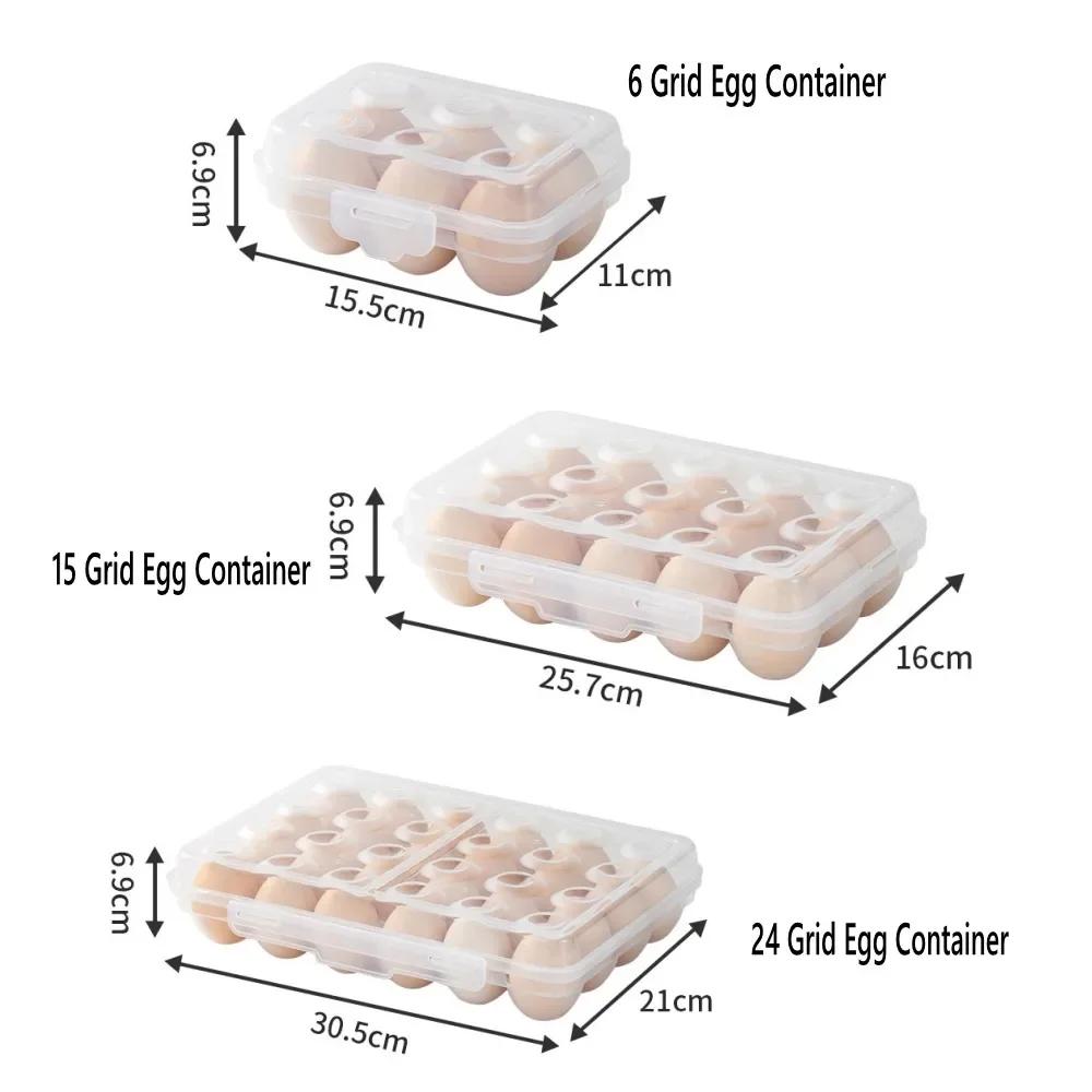 Egg Holder Plastic Egg Storage Box Egg Organizer for Fridge Portable  Tray with Lid for Refrigerator Camping Hiking Outdoor