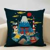 Home Decor Japanese Scenes: Cherry Blossoms & Mt. Fuji Pattern Cushion Cover Suitable for Sofa Bedroom Car Pillow Cover