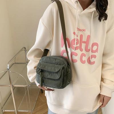 Zipper Corduroy Ladies Shoulder Bags  New Versatile Crossbody Bags for Women Simplicity Sewing Thread