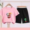 Children's Set - Disney Print Summer Boys' and Girls' Sports T-Shirts, Casual Short-Sleeved Shorts Set, 2-piece, for Ages 2-13
