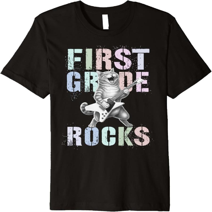 Rockstar FIRST GRADE ROCKS 1st Grader Team Game On Teacher Premium T-Shirt XXXXXL