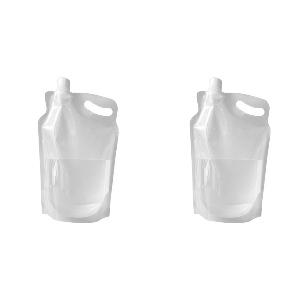 5-1PC 2L Transparent Drinking Water Container Bag Small Mouth Handle Collapsible Water Bag No Leakage Outdoor Sports Supplies