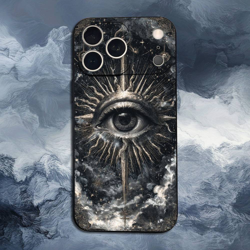 Illuminati Kunst Auge Okkult Hülle Für iPhone 15,17,16,12,14,13,11,Plus,Pro Max,XS,X,Mini,8,7,XR,SE,Weiches Silikon Schwarz