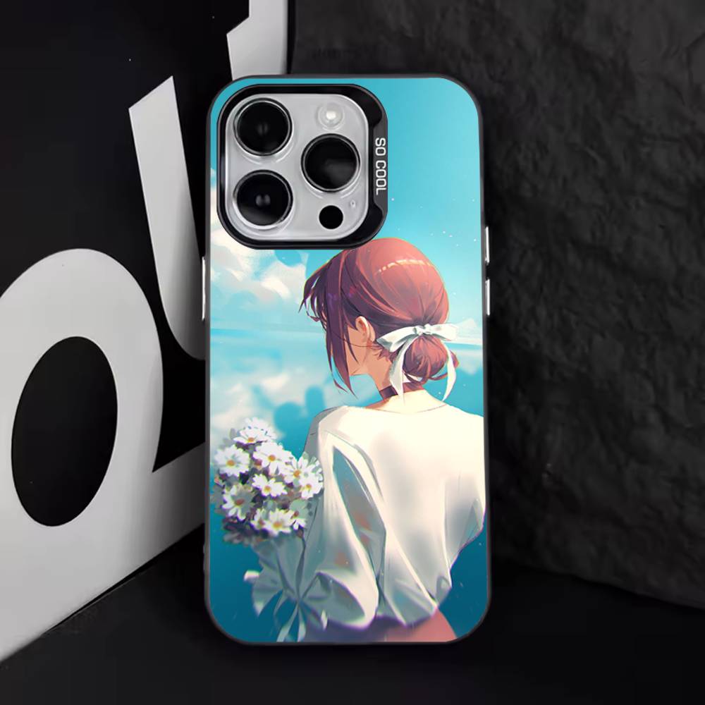 Coque de téléphone C-Chainsaw Man R-Reze Pour iPhone 16,15,14,13,12,11,8,7,Pro,Max,Plus,Mini,XS,SE Anti Chute Noir Mat Rigide