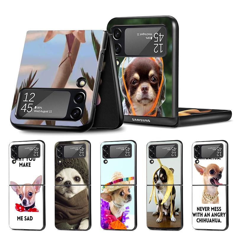 Chihuahua Welpe Teetassen Hunde Z Flip 7 Phnoe Hülle Für Samsung Z Flip 6 5 4 3 5G Galaxy ZFlip7 ZFlip4 ZFlip5 ZFlip6 ZFlip3 Telefon Co