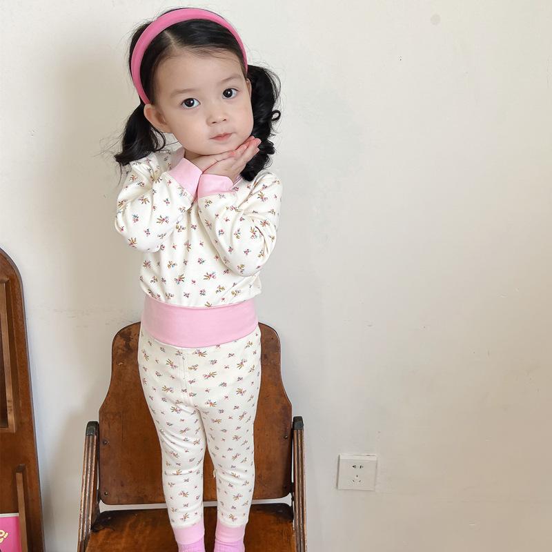 25 Style Baby High-Waisted Cotton Underwear Set for Boys & Girls - Belly Protection, Seamless, Warm Autumn/Winter Homewear