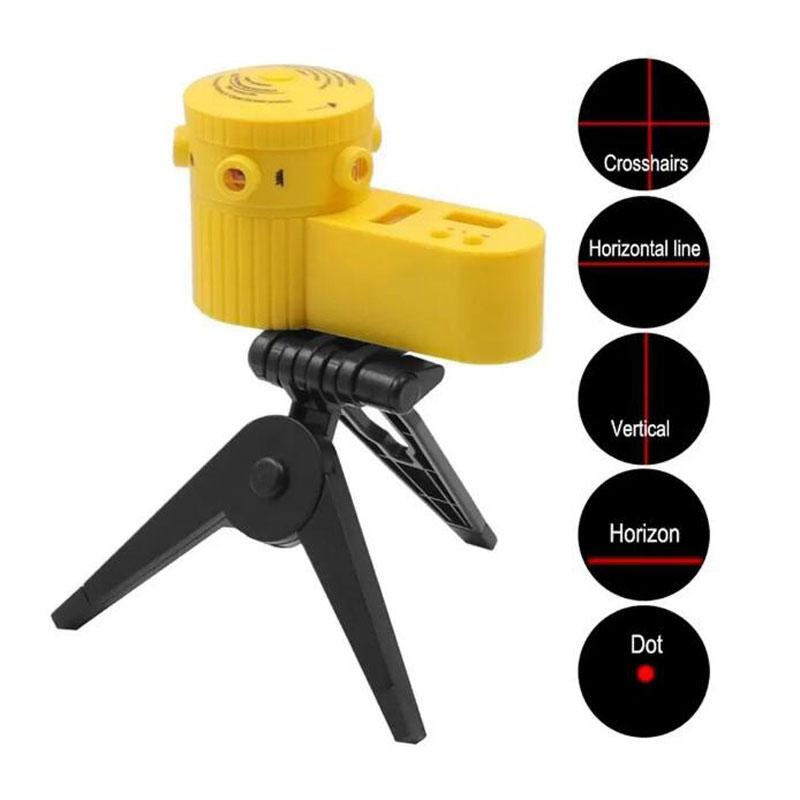 4 i 1 Laser Vattenpassmätare med Roterande Stativ LED-indikator Mätande Laserlinjal Multifunktion Hög Precision