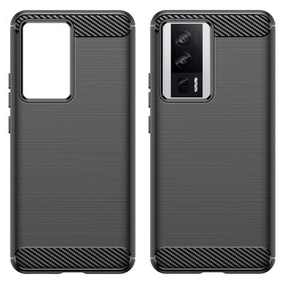 Phone Case for Xiaomi Poco F5 Pro 5G/Redmi K60 Pro 5G/K60 5G Carbon Fiber Texture Soft TPU Brushed Surface Protective Cover