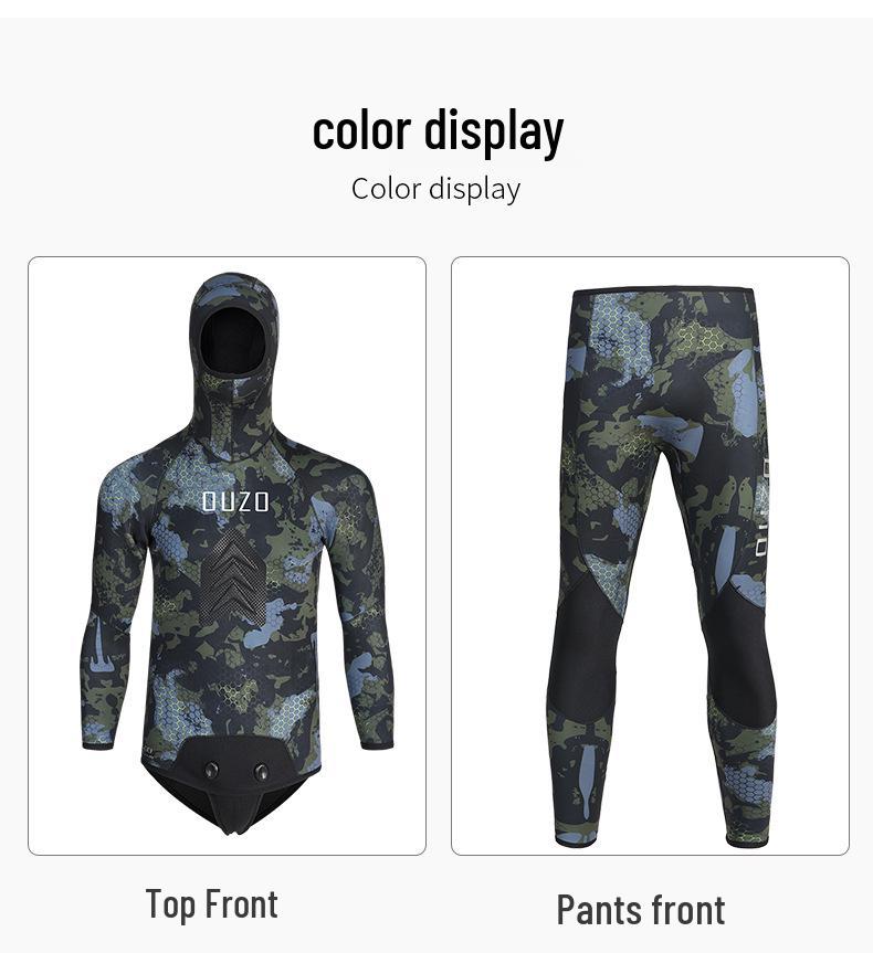 7MM Camouflage Two-Piece Wetsuit: Cold-Proof, Thickened Freediving & Fishing Gear