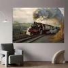 2D Black Steam Locomotive Backdrop Old Countryside Railway Photo Booth Background