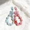Dopamin Girly Blume Schleife Perlen Handykette & Lippenstift Halter Schlüsselanhänger