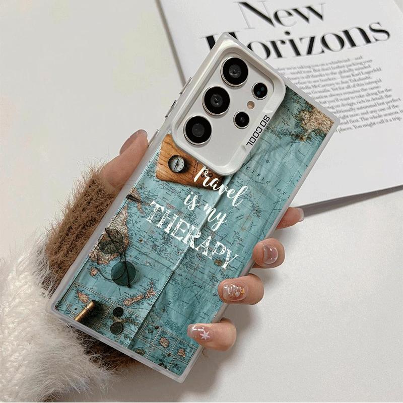 

Travel Map Artistic Pattern Soft Phone Case for Samsung Galaxy S24 S25 FE S26 Edge S23 Ultra S22 Plus S21 + Shockproof Cover Bac Samsung S22 Plus