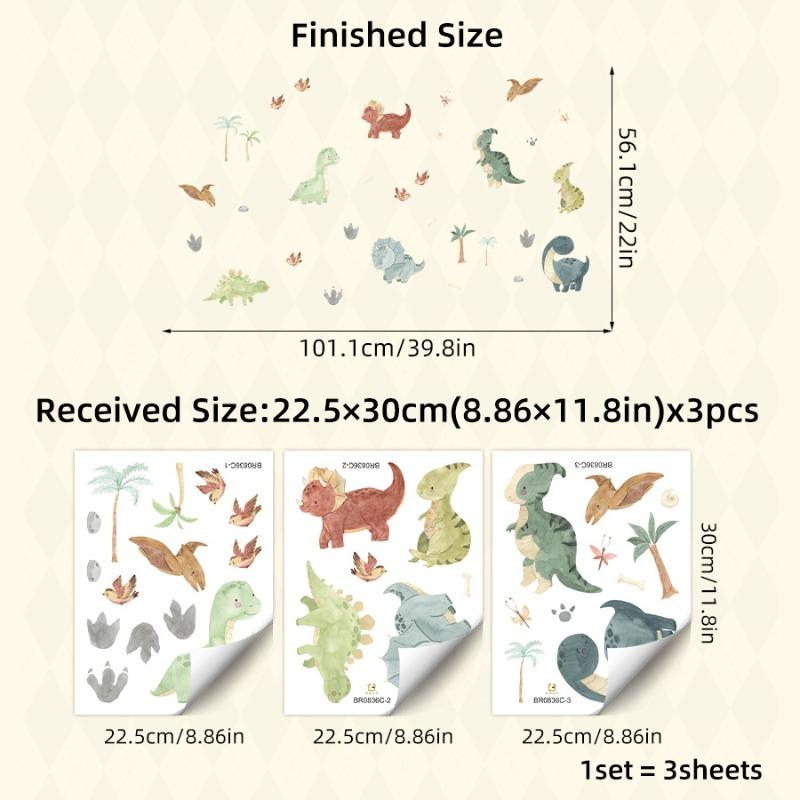 Lovely Cartoon Dinosaur Wall Stickers Removable Self-Adhesive Mural for Children Bedroom Background Decor