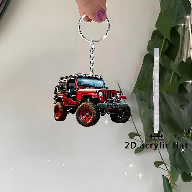 

1Pcs Perfect Gift Red Off-Road Vehicle 2D Acrylic Keychain For Car Enthusiasts Christmas Easter Thanksgiving And Halloween 1pcs