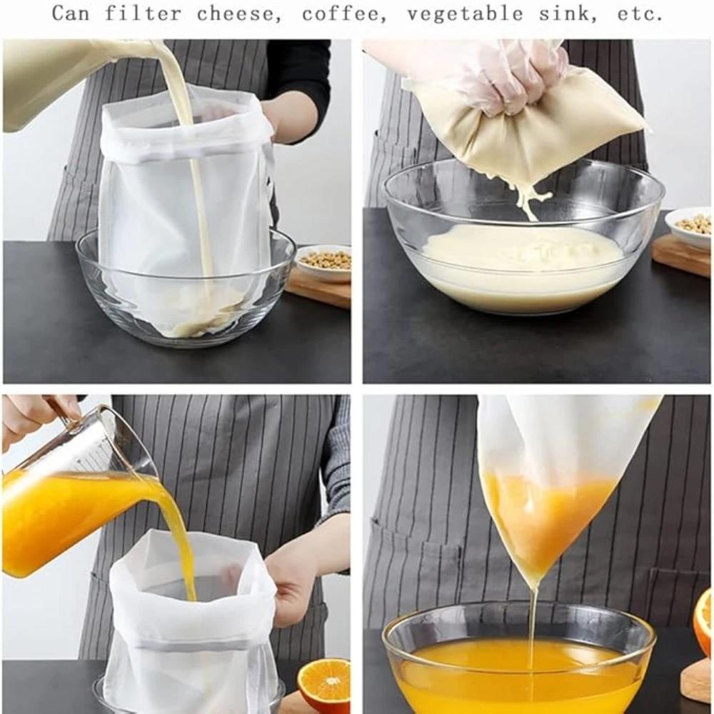 1-30Pcs Soy Milk Filter Bag Yogurt Nylon Filter Bag 100 Mesh Food Grade Nut Milk Coffee Tea Beer Filtration Strainer Mesh6