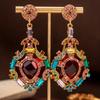 Medieval Vintage Heavy Industry Colored Zirconium Earrings Western Antique Diamond Earrings Temperament High-end Medieval Earrings