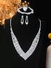 European Style Diamond-Inlaid Evening Necklace & Jewelry Set for Brides
