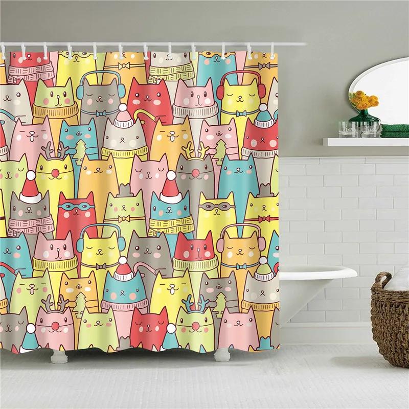 

Animals Elephant Panda Cat Dog Shower Curtains Bathroom Curtain Frabic Waterproof Polyester Bathroom Shower Curtains with Hooks 90*180cm