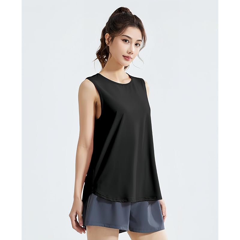 [Cloudstop] Women's Yoga Wear, Sports T-Shirt, Loose Fit, Fitness Wear Top, 2-Way, Sleeveless, Stretch, Sweat-Wicking, Quick-Drying, Training,