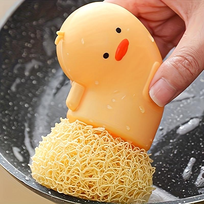 2 Stück Entenförmige Spülbürsten, Hochleistungs-Scheuerbürsten mit rutschfestem Sockel, Niedliches gelbes Entendesign für Küche, Badezimmer