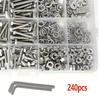 240pcs Stainless Steel Hex Button Socket Head Cap Screw Flat Washer Hexagon Thread Machine Metric Nut Bolt Assortment Kit Set