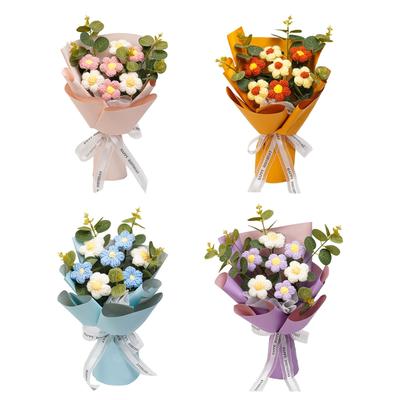 Crochet Flower Bouquet Mother Day Gift Decoration Woven Bouquet for Girl Friend Thanksgiving Festival Wedding Mother's Day