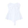 White Ruffled Bow Tie Strap Bandeau Top - Chic Slimming Waist-Cinched Summer Style for Women