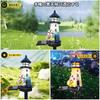 YZYOE Solar Blue and White Lighthouse Atmosphere Garden Decorative Resin Cute House Landscaping Wireless Dusk to Dawn LED Light with Light, Light,