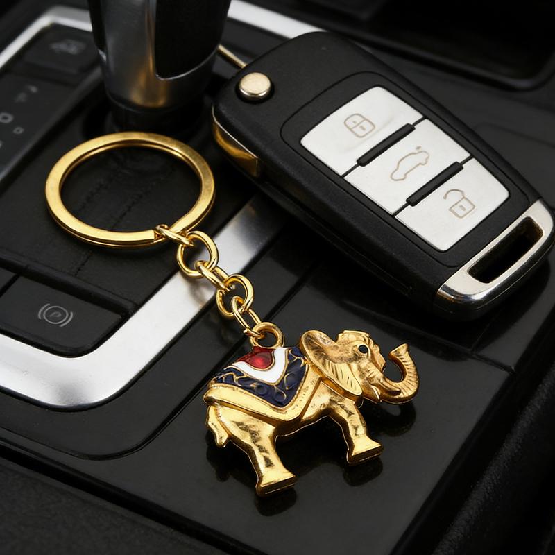 Vintage Elephant Keychain Creative Cute Animal Bag Car Key Ring For Men Women Gift