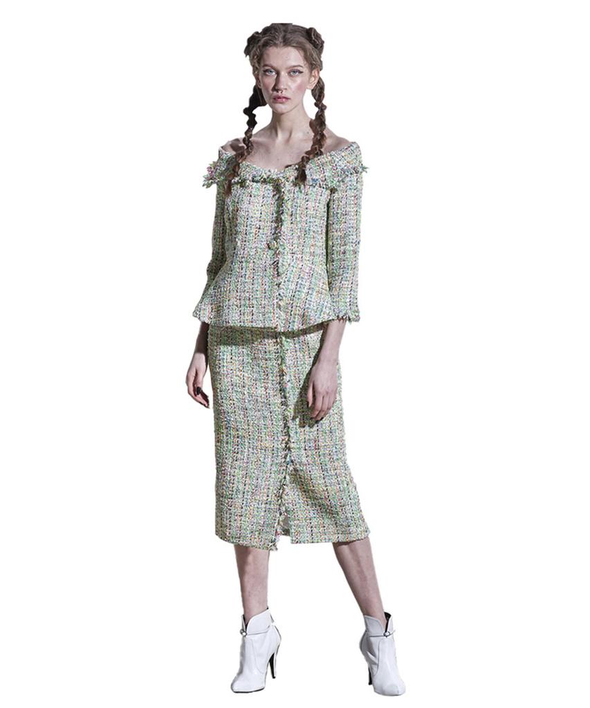 Greedius Tweed H-Line Skirt