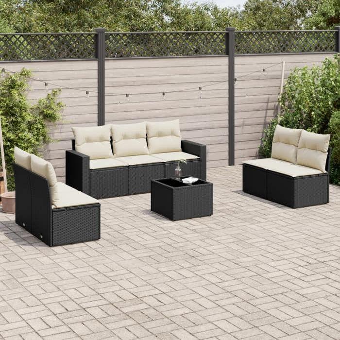 VidaXL Garden Lounge Set with Cushions 8 Pcs, Patio Sofas, Patio Furniture Set, Outdoor Furniture, Black 3218826