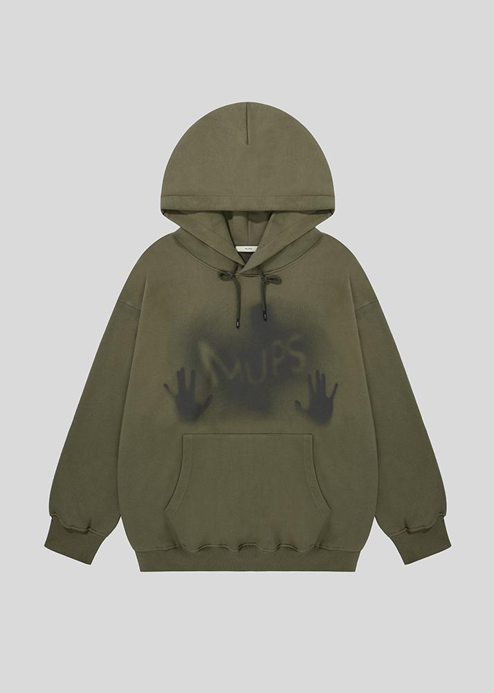 Mups Hand Printing Hoodie [Khaki]