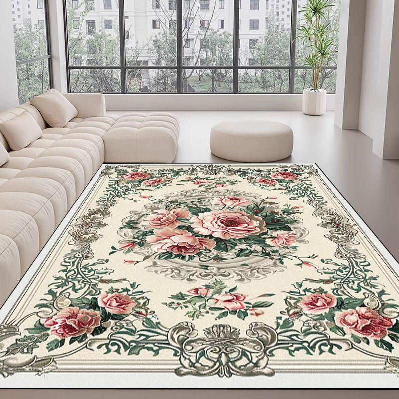 Tappeti Stile Europeo Lusso Leggero Decorazione Soggiorno Tappeto Floreale Area Divano Salotto Tappetino Pavimento Camera da Letto Cabina Armadio Tappeto Morbido