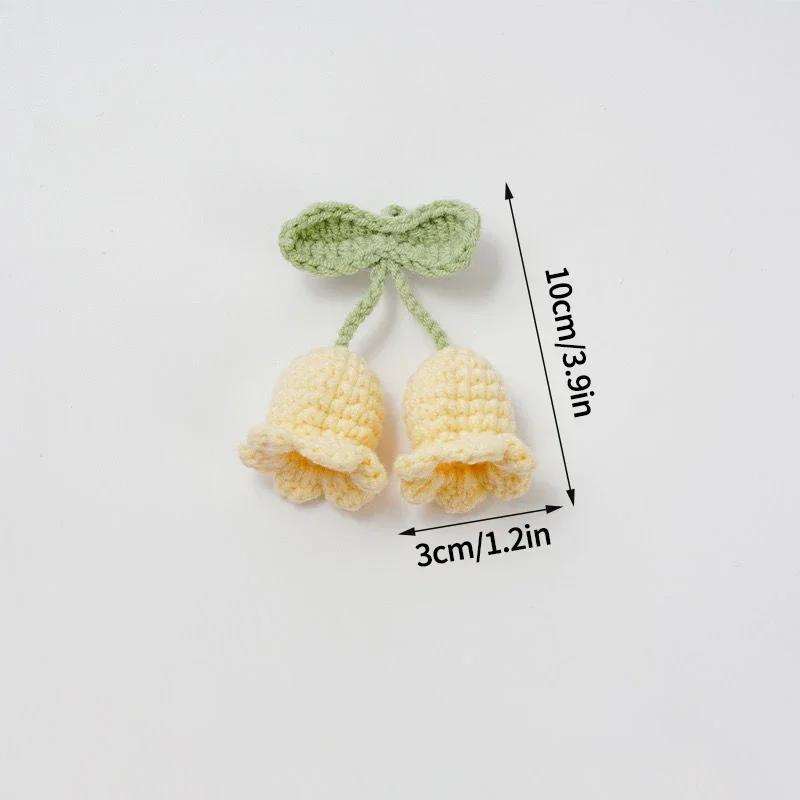 Crochet Flower Keychain Lily Of The Valley Orchid Pendants Car Hanging Decoration Wedding Gift for Guests Knitted Flower Gift