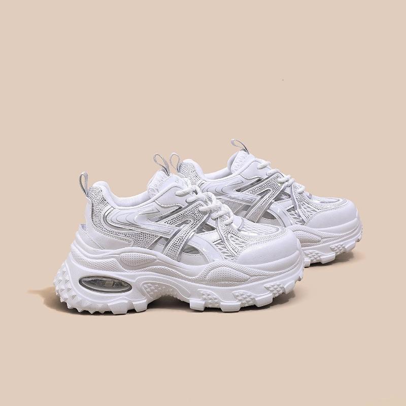 Thick-soled hollow dad shoes women's new summer shoes versatile breathable mesh rhinestone casual sports sandals