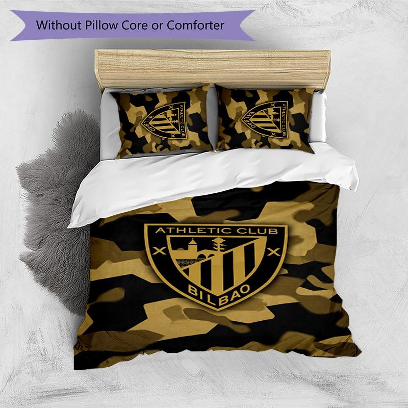 Athletic Bilbao Football Printed 3 Pieces Bedding Set, Comfortable Skin Friendly Bedroom Duvet Cover Set