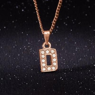 Rosegold Splendid Women's Medium D Pendant with Austrian Crystals