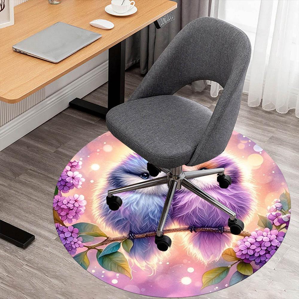 1PC Birds Flowers Fantasy Round Chair Mat Area Rug - Non-Slip, Floor Mat for Office, Bedroom, Home Decor Christmas Gift C0528038