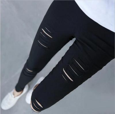 Damen Ripped Skinny Bleistift Sommer Leggings - Übergröße