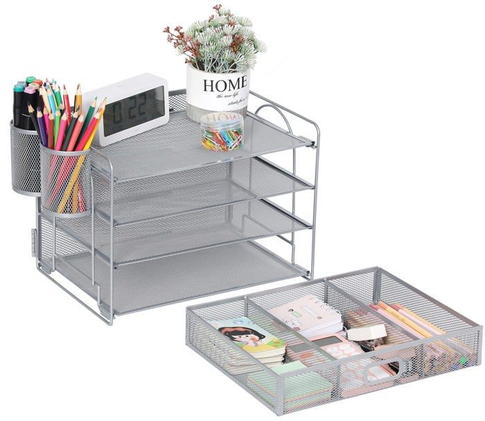 Organisateur de fichiers de bureau - vikmyer - wjsn01 - 4 plateaux coulissants - noir - facile à assembler