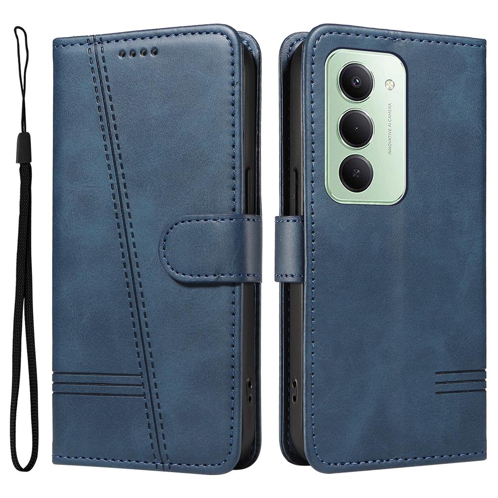 Pro Xiaomi Redmi 15 4G (EU) (171 mm) Peněženkové pouzdro T-tvarované linie Kožený kryt na telefon Stojánek