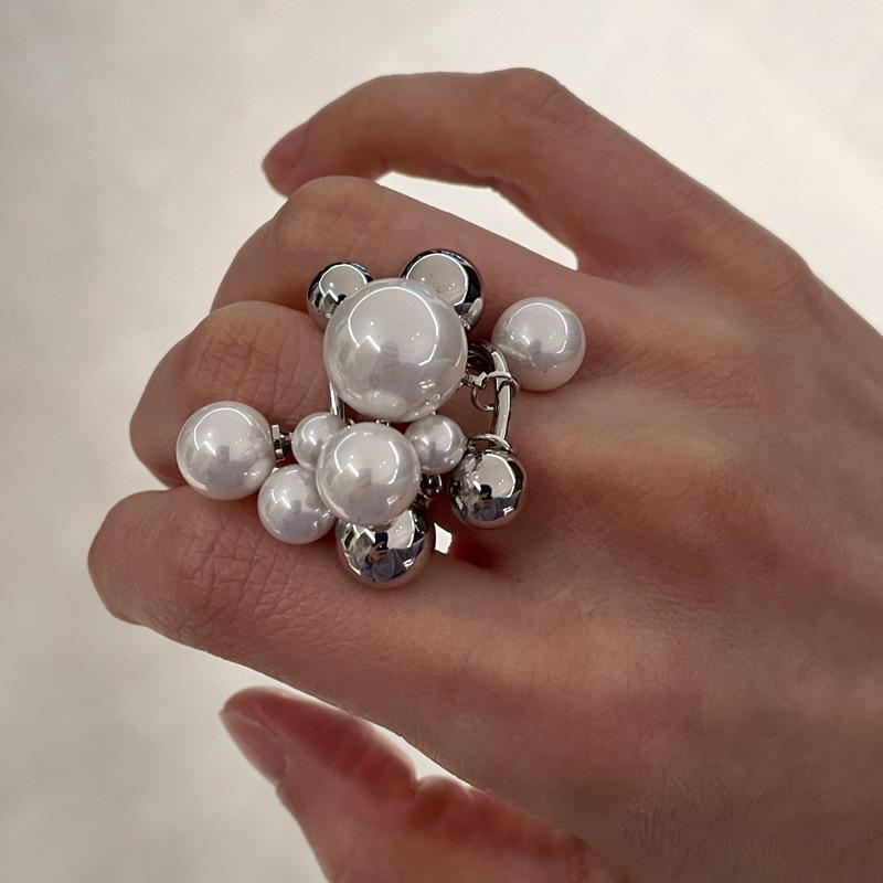 Korean Multi-Strand Pearl Tassel Ring: Heavy-Duty & Versatile Index Ring
