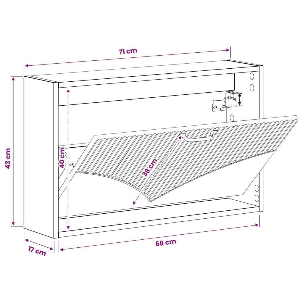 Wall Mounted Shoe Cabinet HOORN 71 x 17 x 43 cm Engineered Wood