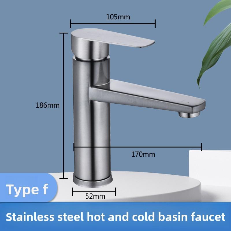 Gray Stainless Steel Faucet Washbasin Household Hot and Cold Water Bathroom Countertop Basin
